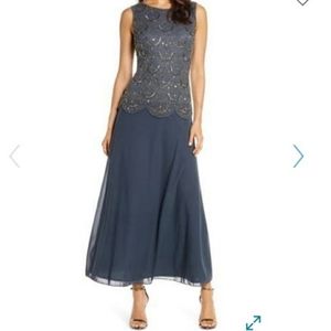NEW Pissarro Night Beaded Maxi Blue Gown